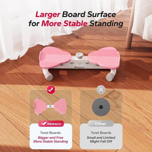 White & Pink MERACH Waist Twister, Ab Machine with 300 lbs Weight Capacity, Abs Workout for Slim Waist and Core Ab Exercise, Noiseless Home Gym Exercise Equipment for Women Men