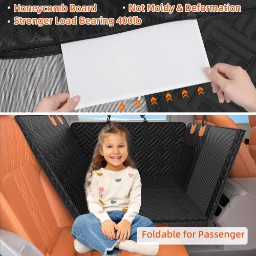 Back Seat Extender for Trucks,Hard Bottom Car Seat Cover for Dogs | Waterproof Hard Bottom Dog Car Seat Cover for Ford/GMC/Chevrolet/Toyota/RAM Crew Cab Trucks&Full-Size SUVs (XL-Black)