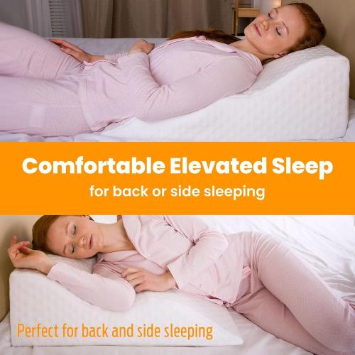 Aeris Wedge Pillow for Sleeping, Acid Reflux, and Snoring - Memory Foam Bed Wedge, 19-Degree Incline - Post-Surgery Recovery, Reading, Leg Elevation - Machine-Washable Cover