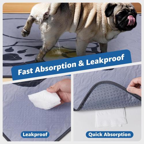Washable Pee Pads for Dogs with Pheromones : 2 Packs Reusable Puppy Pads Super Absorbnet Dog Floor Mats for Whelping, Incontinence, Training, Crate ,36x48
