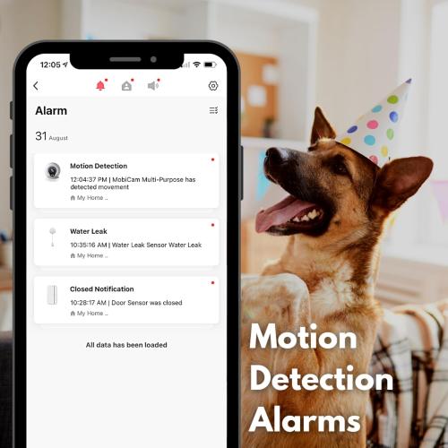 MOBI MobiCam HDX Wi-Fi Pan & Tilt Smart Pet Monitoring Camera, Pet Video Monitor, Night Vision IP Camera, Motion Detection, Full HD, Two-Way Audio, Remote View & Recording with Free Smart App