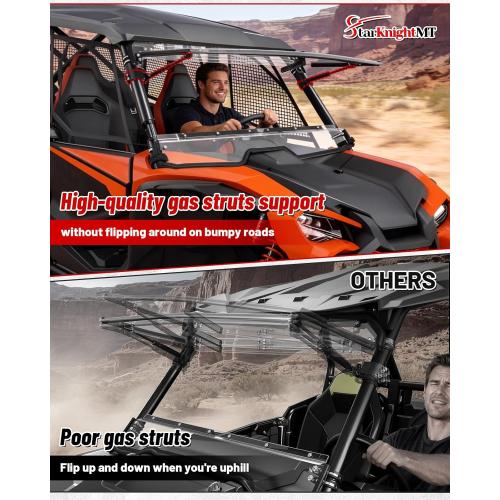 StarknightMT 2-in-1 Talon 1000 Flip Windshield Compatible with Talon 1000X/1000R/1000X4 2019 , Scratch & UV Resistant Folding Clear Polycarbonate Front Windscreen, No-Drill Install