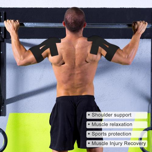 15 Pcs Precut Kinesiology Tape for Shoulder，Shoulder Tape for Shoulder Pain Relief Pre Cut，Waterproof, Breathable, Hypoallergenic Athletic Tape for Support and Protection(Black)