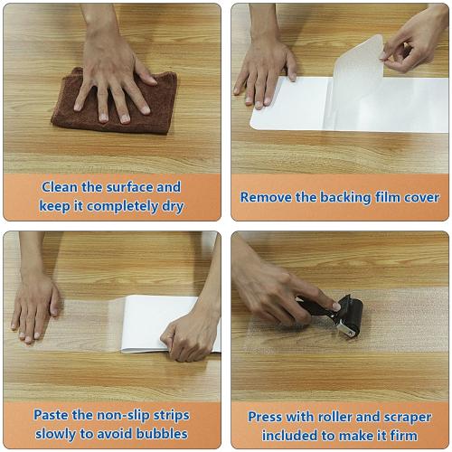 Butizone Stair Treads Non Slip 6 x 30, 15-Pack Pre-Cut Clear Anti Slip Strips for Wooden Steps Indoor, Transparent and Waterproof Grip Tape, Safety for Elderly, Children, and Dogs