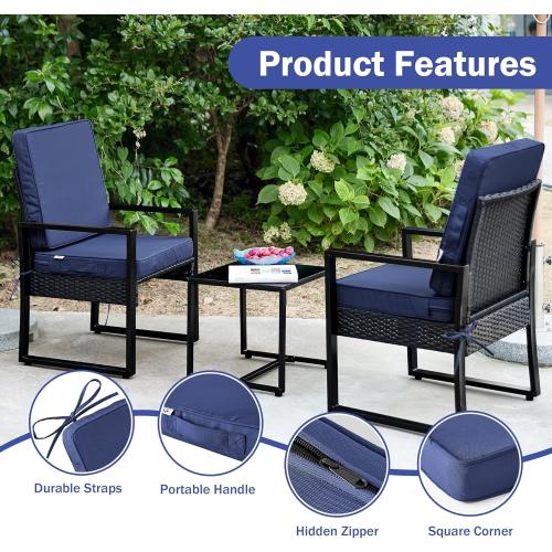 1 Outdoor Cushions, Outdoor Chair Cushions 24x24x4 Inch, Cushions for Outdoor Furniture with Removable Cover, Waterproof & Fade Resistant Outdoor Seat Cushions for Patio, Lawn, Navy Blue