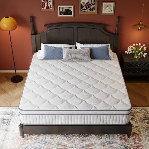 Twin Mattress, 8 Inch Twin Size Mattresses in a Box, Hybrid with Gel Memory Foam and Pocketed Springs for Motion Isolation & Enhanced Support, Medium Firm, CertiPUR-US Certified