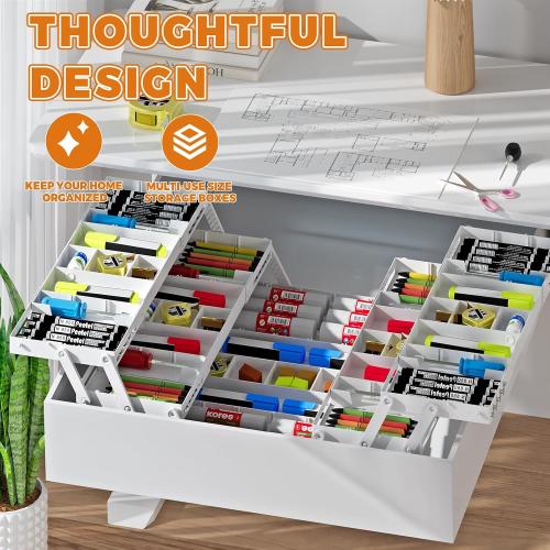 3 Tier Drawer Organizer - Expandable Junk Drawer Organizer Smart Office Supply Organizer, Folding Kitchen Tool Storage Multi Level Desk Organizer for Makeup, Jewelry Storage(2 Row 3 Tier, White)