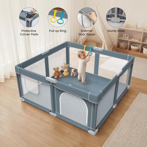 Foldable Baby Playpen - 50×50 Collapsible Play Pen for Babies and Toddlers - Indoor Outdoor Play Pen with 4 Handles - Folding Baby Playpen with Carry Bag Portable Travel Play Yard ‼️like new ‼️