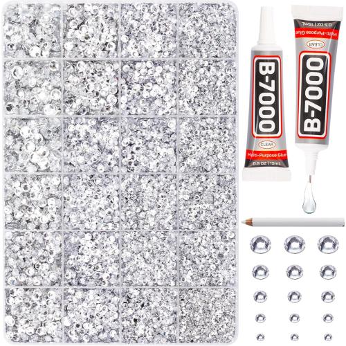 20100Pcs Silver Clear Resin Rhinestones 2,3,4,5,6mm Flatback for Bedazzling Crafting Crafts Clothing Clothes Fabric Shoes Nail Art, Flat Back Gems Diamonds Bedazzler Kit Bulk Jewels Crystals Gemstones