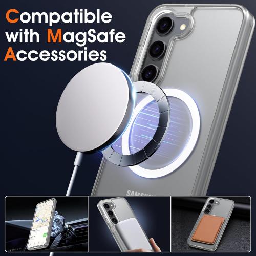 Oterkin Magnetic for Samsung Galaxy S23 Fe Case Matte, S23 Fe Phone Case Compatible with MagSafe Frosted Translucent Shockproof Anti-Scratch Slim Fit Case Military Grade Protection (Clear Matte)