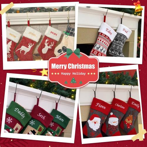 Christmas Stocking Holders for Mantle, Non-Slip Safety Fireplace Mantel Stocking Hooks with Separate Adhesive Strips, Silicone Pad Grip Hanger for Xmas Party Decoration (Silver,6)