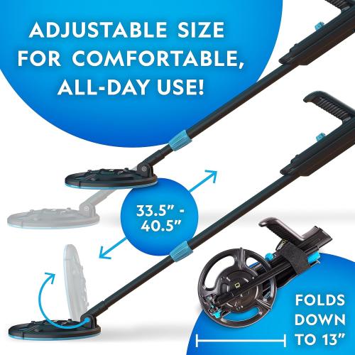 National Geographic Starter Metal Detector Kit for Kids - Kids Metal Detector with 7.4 Waterproof Coil & Trowel, Lightweight Gold Detector, Beach Detecting, Gift for Boys & Girls