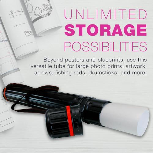 U.S. Art Supply Poster Tube - Telescoping Adjustable (30.25 - 52) - 4 Diameter Durable Carrier for Art, Blueprints, Drafting, Transport & Storage
