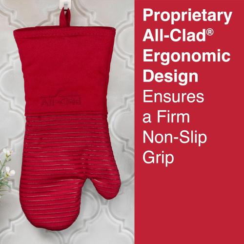 6 packs, All Clad Silicone Oven Mitt: Heat Resistant up to 500 Degrees - 100% Cotton & Silicone, 14x7 Oven Mitt for Kitchen and Barbeque,  Chili