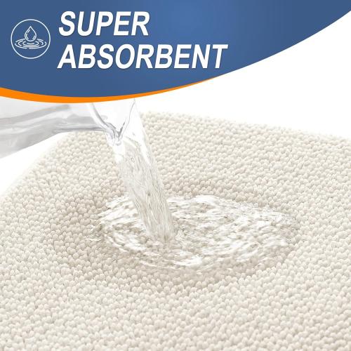 OLANLY Thick Memory Foam Bath Mat Rug 30x20, Extra Soft Absorbent Bathroom Rug, Quick Dry Bath Mats, Non-Slip, Machine Washable Carpet for Bathroom, Tub and Shower, Home Decor Accessories, Ivory