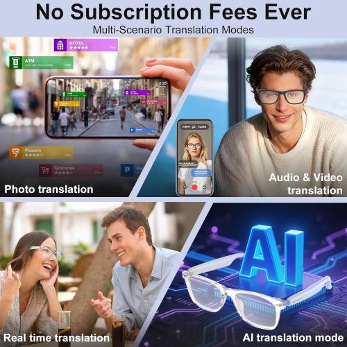 AI Smart Glasses for Men and Women with Chat GPT, Bluetooth Translation Glasses with 164 Languages and Color-Change Lens, Music Playback, Hands-Free Calls, UV & Blue Light Protection