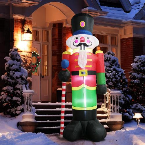 8FT Tall Christmas Inflatable Nutcracker Soldier, Christmas Inflatables Soldier Guard Blow up with Build-in LED Lights, Fan and Anchor Ropes, Outdoor, Party, Yard, Garden, Lawn Xmas Decoration