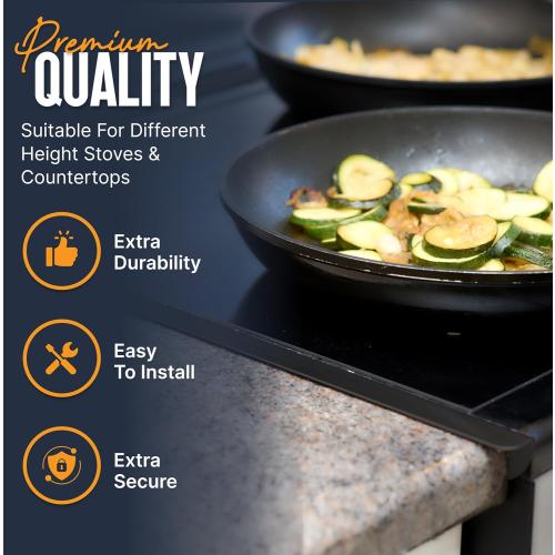 Pack of 2 Linda’s Essentials Stove Gap Covers Stainless Steel (2 Pack), 316 Stainless Steel Stove Gap Covers Heat Resistant Oven Gap Filler Seals Spaces Between Stovetop and Counter (23.4 Inches, Black (Steel))