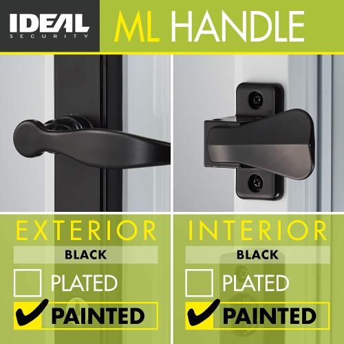 Ideal Security 1216 Surface Mount Storm Door Handle with Lock and Key for 1 – 1 ½ inches Thick Doors (Black, 4-Posts)