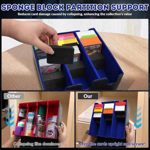 Card Storage Box for Trading Cards, 2100  Card Deck Case with PU Leather and Magnetic Closure, TCG Storage Box, Suitable for MTG, YuGiOh, and Sports Cards, Includes 8 Card Dividers