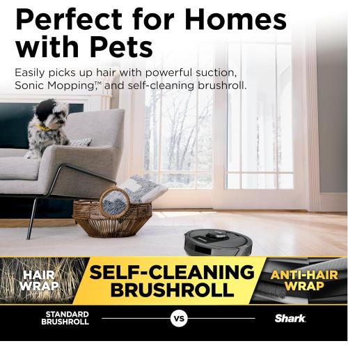 Shark Matrix Plus 2in1 Robot Vacuum & Mop with Sonic Mopping, Matrix Clean, Home Mapping, Bagless Self Empty Base, Voice Control, for Pet Hair, WiFi, RV2400WS (Renewed)