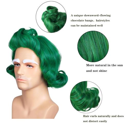 ColorGround Green Styled Cosplay Wig for Halloween (Green for adult)