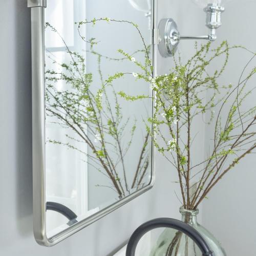 TEHOME Pivot Mirror Brushed Nickel Vanity Mirror Large Black Metal Framed Rectangle Tilting Beveled Vanity Mirrors for Wall, Vertical Hanging, Overall 34.14 x 40 inches (Mirrror 30 x 40 inches)