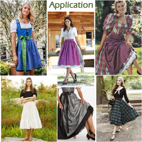 SiyL..BEAUTELICATE Women 100% Cotton Skirt 3 Tiered A-Line Retro Medieval Skirt