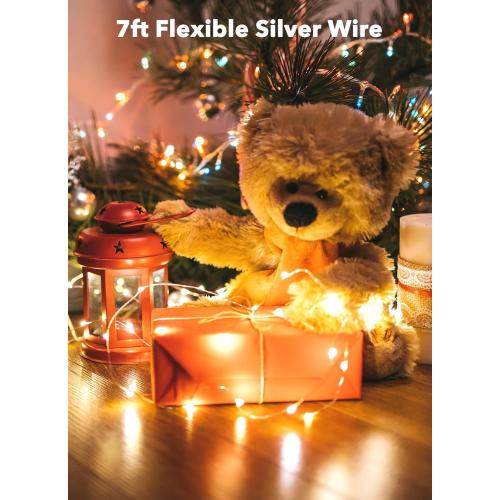 Minetom 6 Pack Fairy Lights Battery Operated String Lights - 7ft 20 LED Waterproof Silver Wire Firefly Lights Waterproof for DIY Crafts Wedding Décor Table Centerpieces Mason Jars Party