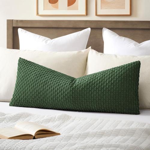 Kevin Textile Soft Corduroy 20x54 Body Pillow Cover 1 Pack, Dark Green