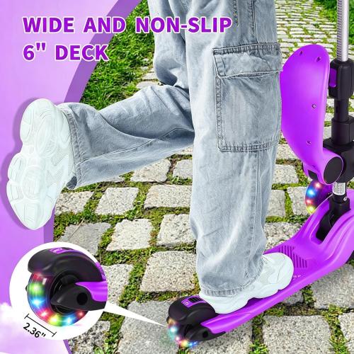 GLAMUP Kids Scooter, 2-in-1 Folding Kick Scooters, Adjustable Height, Safety Lock, 3 Wheel Kick Scooter for Boys and Girls Ages 3-14