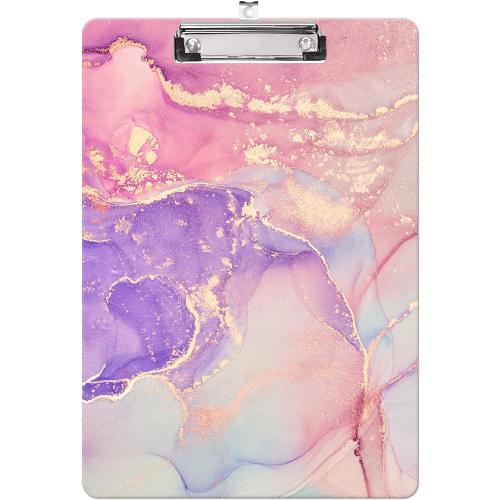 Fashion Clipboard, A4 Letter Size Wooden Decorative Clipboards for Teacher, Nurse, Doctor,Student and Kids, Cute Design for Standard Size 12.2 x 8.9 (C-Pink Purple Marble)