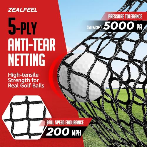 ZEALFEEL Golf Net, 10 x 7 ft Hitting Practice Set with Chipping Net | Foldable Mat, Silk Target, 8 Tees, 6 Balls & Carry Bag, For Backyard Driving, Chipping and Indoor or Outdoor Practice