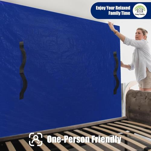 Cosy Family Mattress Bags for Moving with 8 Handles - 170GSM Extra-Thick Mattress Bag for Moving Supplies - Reusable Mattress Cover Protector Storage with Zipper - Queen Size - Blue