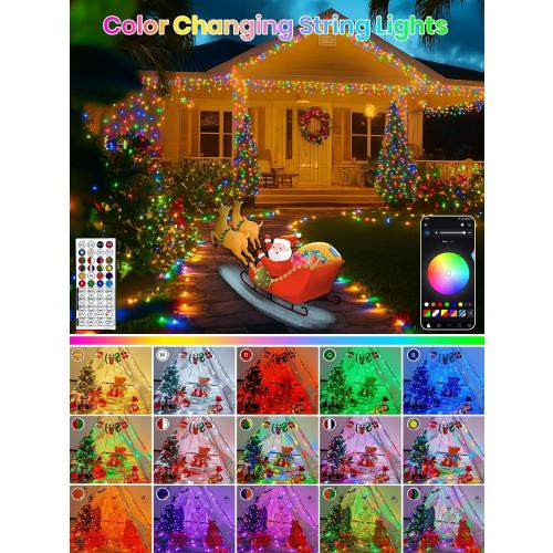 240LED Smart Color Changing Christmas Lights App Controlled, 95FT Waterproof RGB Twinkle String Light Music Sync Multiple Modes, Christmas Lights with Remote & Timer Indoor Outdoor Xmas Decorations