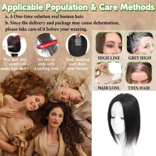 Size 12 Color Brown Hair Toppers for Women Real Human Hair, 12 Inch 360° 3D Upgrade Middle Part Toppers for Women with Thinning Hair (Mocha Brown)