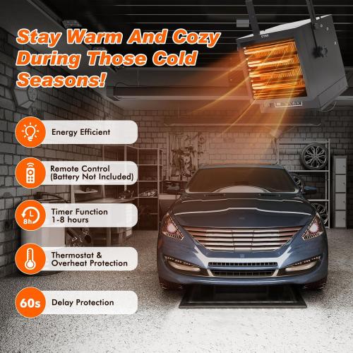 CTSC 10000W Electric Garage Heater, 240v Hardwired Fan-Forced Shop Heater with Digital Thermostat, Remote Control and Timer, ECO Function, Voltage Display Design, Ideal for Workshop, ETL Listed