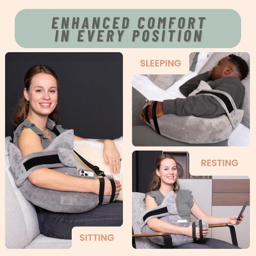 MOYOAMA Post Shoulder Surgery Pillow for Sleeping – Left/Right Arm Support with Adjustable Straps & Custom Firmness for Restful Recovery – Rotator Cuff, Bursitis, & Frozen Shoulder Pillow Post Surgery