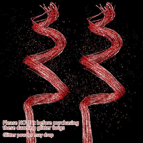 Syhood 36 Pieces Red Glitter Curly Ting Ting Branches Christmas Branches Vase Filler Artificial Curly Twigs for Christmas Tree Garland Wreath Decoration, Craft Vases Home Garden Decoration