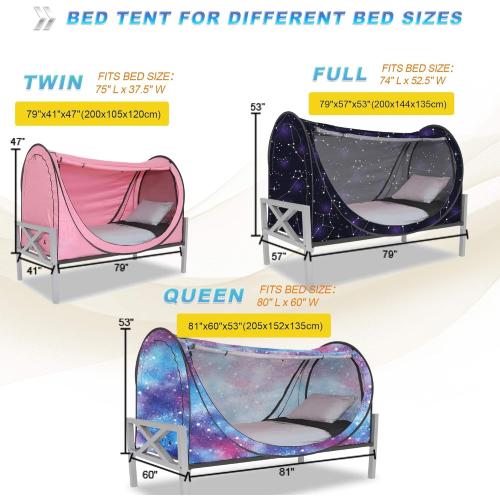 Privacy Pop up Eclipse Bed Tent Bed Drapes (Starry Constellation, Twin)