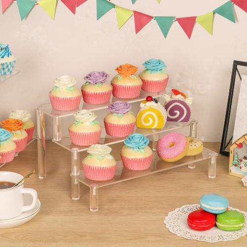 Display Shelf Cupcake Stand 3 Tier Desktop Perfume Organizer 12*6Inches Clear Acrylic Stand Cake Stands Dessert Table Display Set