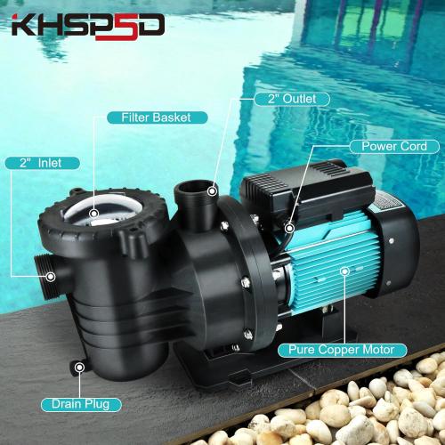 2HP Pool Pump Above and Inground Ground, 6980GPH High Flow Powerful Self Primming Swimming Pool Pump, 110V Energy Saving with 2.0'' Unions and Filter Basket, In/Above Pool Pumps - no test