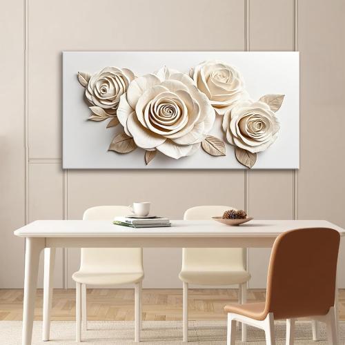 Wall Art Living Room Decor White Flower Wall Art Decor Modern Canvas Art Wall Decor Home Wall Art Suitable Pictures For Bedroom Apartment Office Can Be Hung 24X48