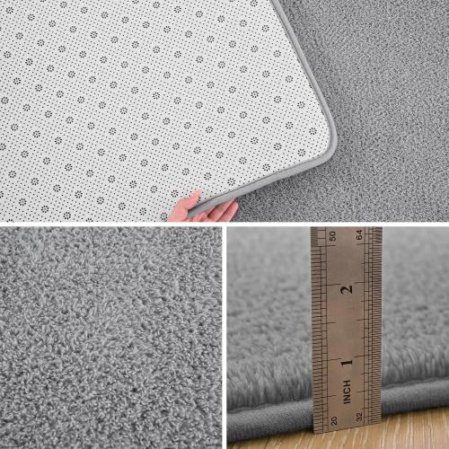 Pettop Area Rugs for Bedroom Living Room, 4x6 Grey Thickened Memory-Foam Indoor Carpets, Modern Aesthetic Minimalist Super Soft Comfy Carpet for Boys Girls Adults Room Dorm Home Decor