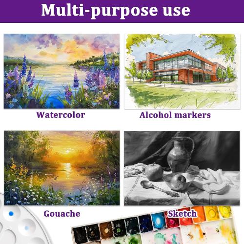 Tlenpo Watercolor Paper Pad, 8.5 x5.5 in, 110lb/230gsm, 50 Sheets Artist Painting Drawing Paper Book, Art Supplies for Adults Kids, Acid-Free Water Color Paper for Beginner Students (3 pack)
