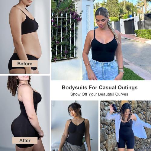 Size S/M SHAPERX Women's Shapewear Bodysuit Tummy Control Body Shaper Seamless Sculpting Snatched Waist Body Suit