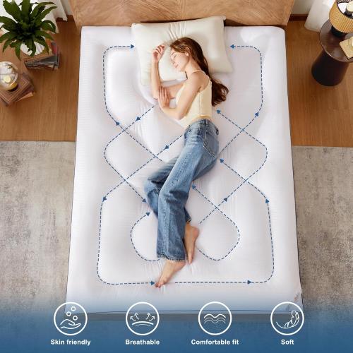BEDLORE Full Mattress Topper, Thick Pillow Top Pad for Back Pain Relief, Cooling Soft Mattress Cover with Deep Pockets 6-15 inch