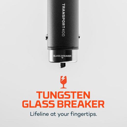 NEBO TRANSPORT 400 2-In-1 Car Charger & Flashlight | 400 Lumens, 6 Light Modes, Compact LED Light, Magnetic Pocket Clip, Waterproof, Emergency Glass Breaker, 12V DC or USB-C Rechargeable