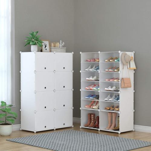 HOMIDEC Shoe Rack, 8 Tier Shoe Storage Cabinet 32 Pair Plastic Shoe Shelves Organizer for Closet Hallway Bedroom Entryway