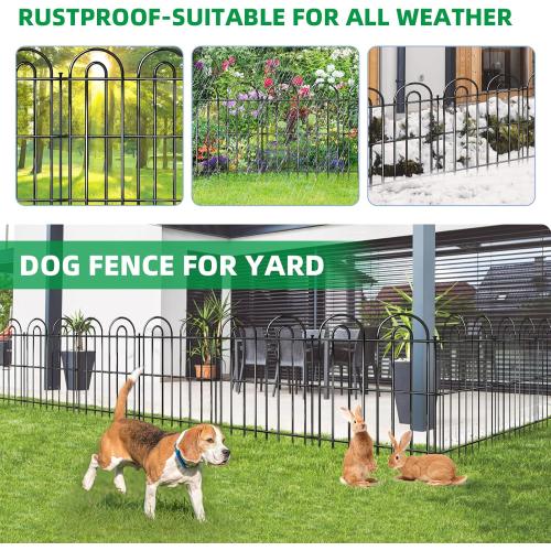 25 Panels Decorative Garden Fence, 32 in(H) X 50 ft(L) No Dig Dog Fence Outdoor for Yard, Rustproof Tall Metal Garden Fencing Animal Barrier with Ground Stakes, Temporary Fencing for Patio Outdoor